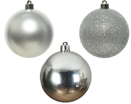 Decoris kerstballen set plastic 34st zilver 8cm