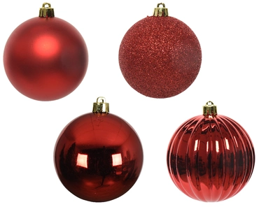 Decoris kerstballen set Plastic 4st Kerstrood 10cm - afbeelding 2