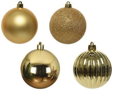 Decoris kerstballen set Plastic 4st licht goud 10cm - afbeelding 2