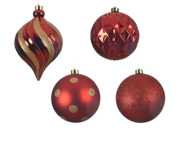 Decoris kerstballen set Plastic 6st kerstrood 15cm