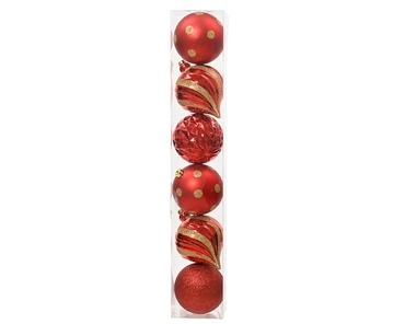 Decoris kerstballen set Plastic 6st kerstrood 15cm