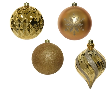 Decoris kerstballen set Plastic 6st licht goud 15cm - afbeelding 2