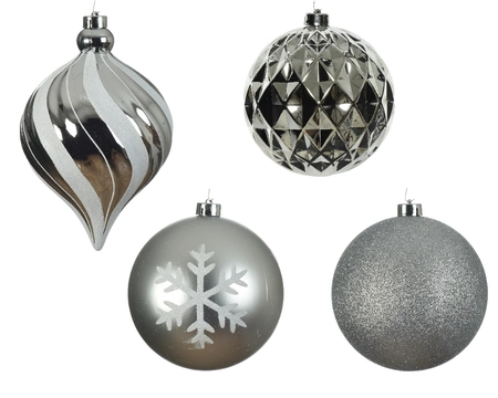 Decoris kerstballen set Plastic 6st zilver 15cm