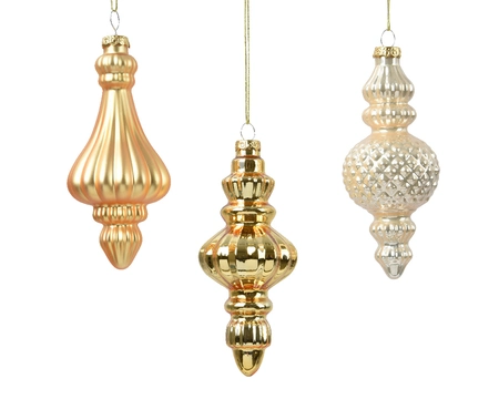 Decoris kerstornament glas 15cm parel/goud