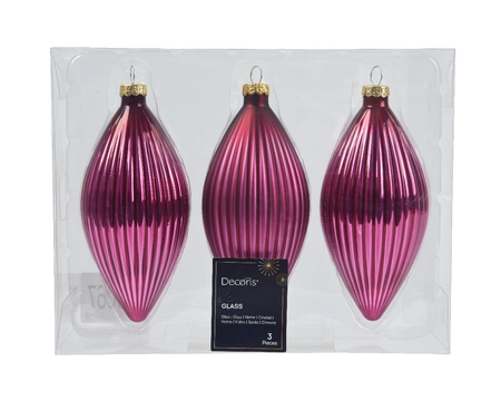 Decoris kerstornament glas olijf 3st granaatappel 6cm - afbeelding 1