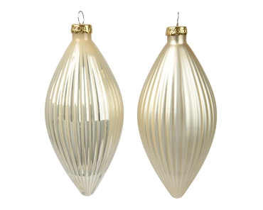 Decoris kerstornament glas olijf 3st Parel 13cm