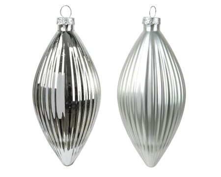 Decoris kerstornament glas olijf 3st Zilver 13cm - afbeelding 2