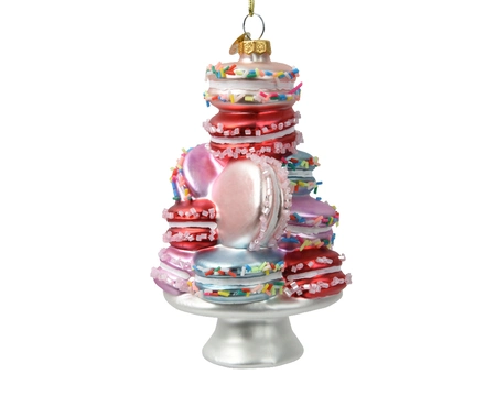 Decoris kerstornament glas stapel macarons 13.5cm 