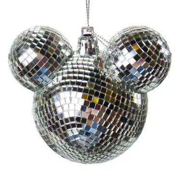 Disney kerstbal oren van Mickey disco zilver