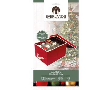 Everlands kerstballen opbergdoos Kunststof Rood 30x40x26cm  - afbeelding 2