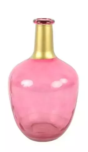 Fles babet glas l15b15h25cm d.roze