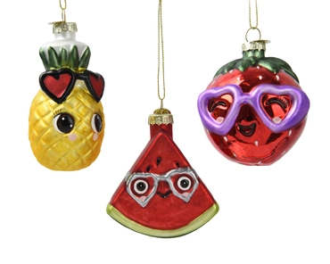 Kerst Ornament glas fruit 9.2cm