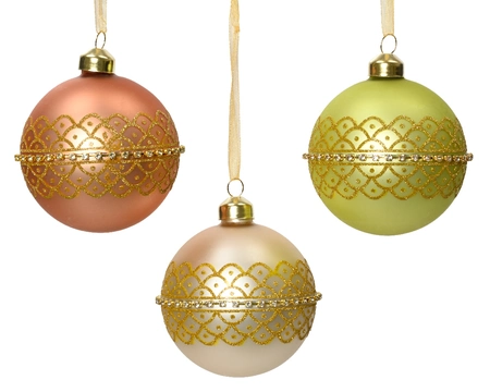 Kerstbal glas met goud en stenen 8cm - 1 stuk