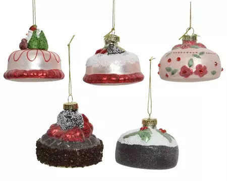 Kerstbal glas cake | 8cm 5 soorten