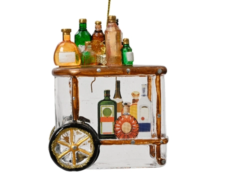 Kersthanger Glas Trolley Vol met Drank 7x5x10cm 