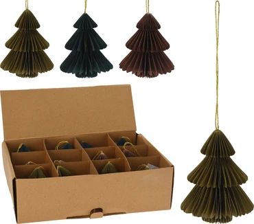 Kersthanger  kerstboom papier 8cm