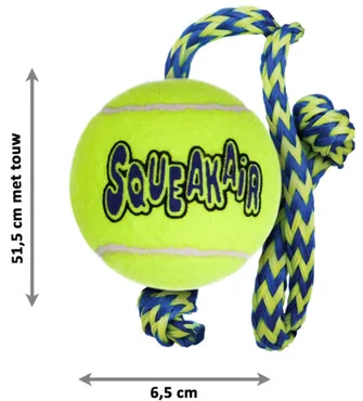 Kong hond Squeakair tennisbal met piep en touw medium - afbeelding 2