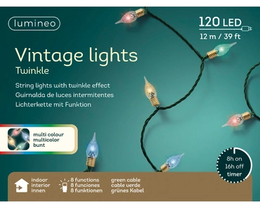 Lumineo 120 Led vintage verlichting 12m multi - afbeelding 1