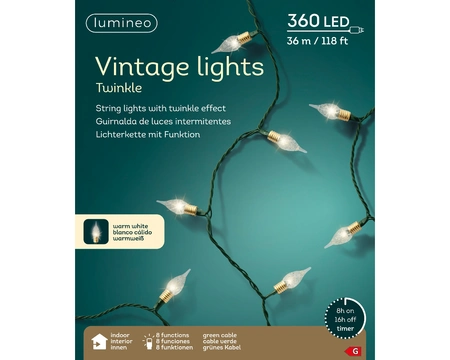 Lumineo 360Led vintage verlichting 36cm warm wit - afbeelding 1