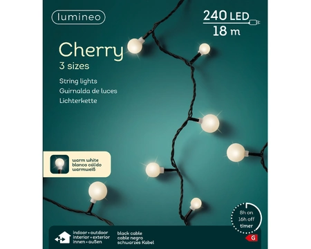 Lumineo cherry Ledverlichting 18m 240led zwart/Warm wit