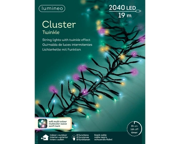 Lumineo cluster lights 19m zwart/soft multi colour  - afbeelding 1