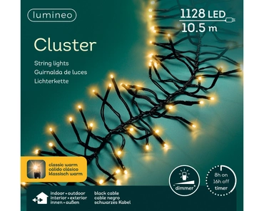 Lumineo clusterverlichting 10m - 1128l klassiek wit - binnen/ buiten