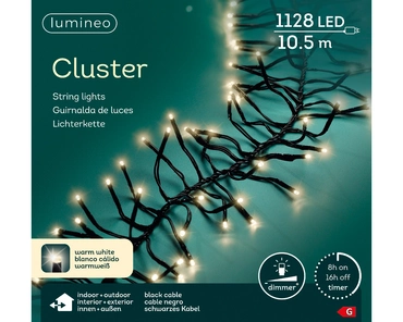 Lumineo clusterverlichting 10m - 1128l warm wit - binnen/ buiten