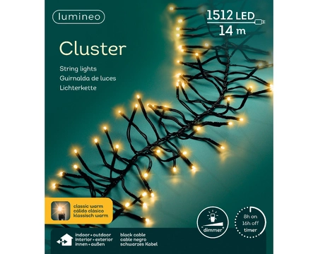 Lumineo clusterverlichting 13,5m - 1512l klassiek wit - binnen/ buiten