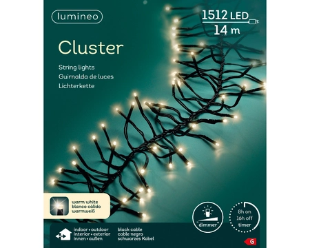 Lumineo clusterverlichting 13,5m - 1512l warm wit - binnen/ buiten