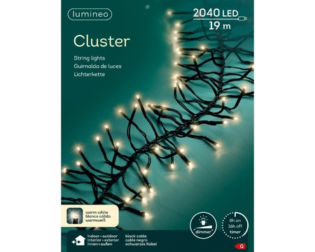 Lumineo clusterverlichting 17m - 2040l warm wit - binnen/ buiten