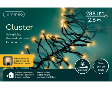 Lumineo clusterverlichting 2,4m - 288l klassiek wit - binnen/ buiten