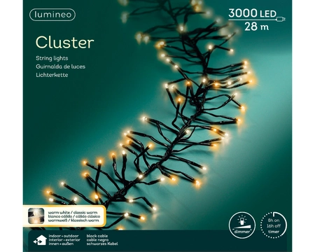 Lumineo Clusterverlichting 28m 3000led Warm wit/ Klassisk warm