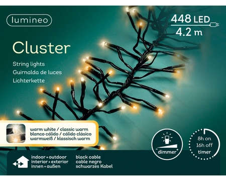 Lumineo Clusterverlichting 3m 448led Warm wit/ Klassisk warm - afbeelding 1