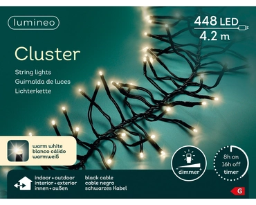 Lumineo clusterverlichting 3m - 448l warm wit - binnen/ buiten