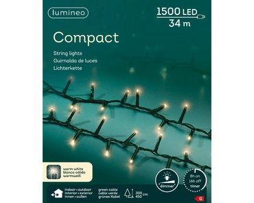 Lumineo Compact ricelights 1500LED 34m warm wit