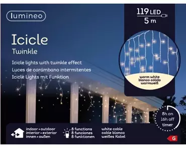 Lumineo icicle twinkle led l500cm-119l warm wit