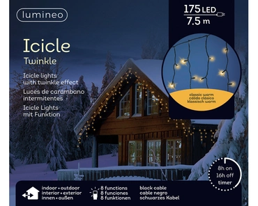 Lumineo led icicle lights l750cm-175l klassiek warm