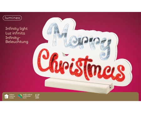 Lumineo Infinity light LED Merry Christmas 20x32.4x32cm Wit/Rood - afbeelding 2