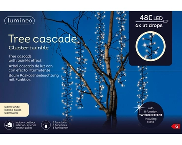 Lumineo Kerstverlichting Led Cascade Waterval zwart  l200cm 480 l - Warm wit