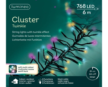 Lumineo Led cluster 6m 768l zwart/soft multi Colour - afbeelding 1