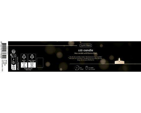 Lumineo LED kaars kerstrood/warm wit 7x11.2cm