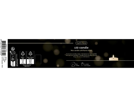 Lumineo LED kaars kerstrood/warm wit 7x15cm