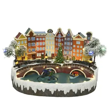 Lumineo LED tafereel kerst Amsterdam 33x24x22 cm 45L multi