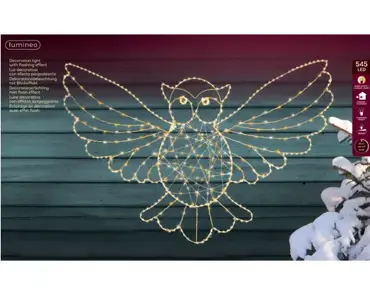 Lumineo Micro led uil 84x55cm-545led goud/warm wit/klassiek warm