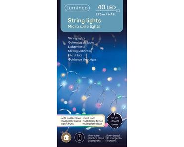 Lumineo Microled string 195cm zilver/zacht multi colour