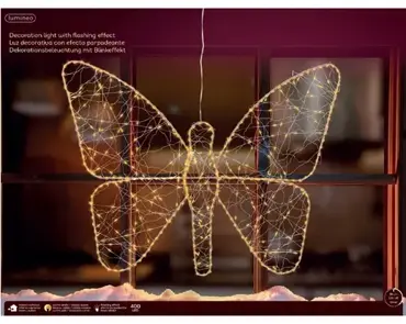 Lumineo microled vlinder | 400 LED | 58x43 centimeter | goud/koel warm
