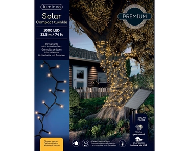 Lumineo Solar compact lights 22.5m/1000LED zwart/klassiek warm