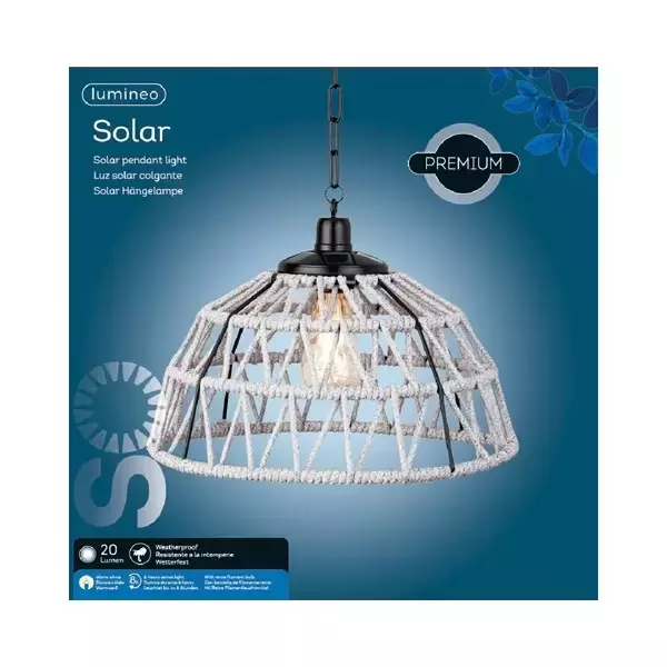 ballon jacht accu Lumineo Solar Hanglamp Tuinverlichting Touw Rond - Grijs - Top Tuincentrum