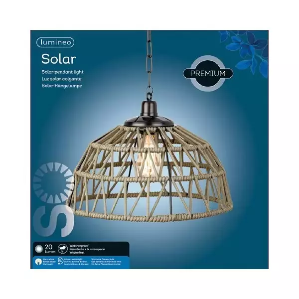 koper Staat Remmen Lumineo Solar Hanglamp Tuinverlichting Touw Rond - Zand - Top Tuincentrum