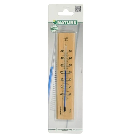 Nature Muurthermometer bamboe 19x4x1cm